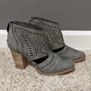 Grey/Pewter Booties with perforated pattern